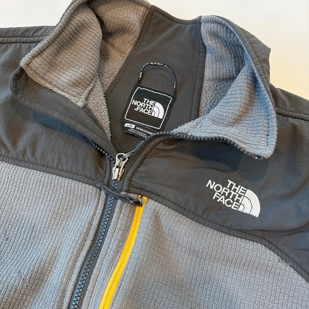 The North Face Denali 2.0 Grey Black Polyester Grid Fleece Jacket Mens Large
